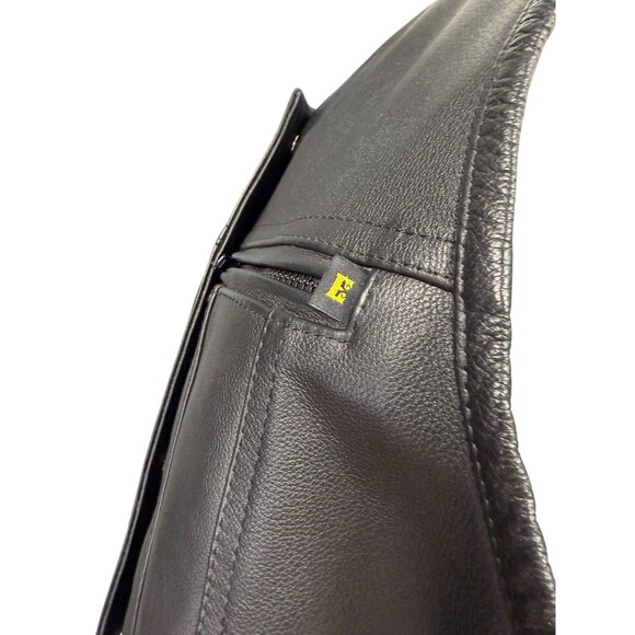 Espinoza's Black Leather Women's Custom Club Vest Zipper Chest Pockets $450  XL - Picture 3 of 11